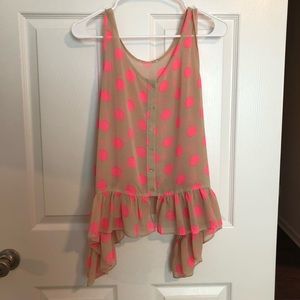 Sleeveless slightly sheer polka dot top